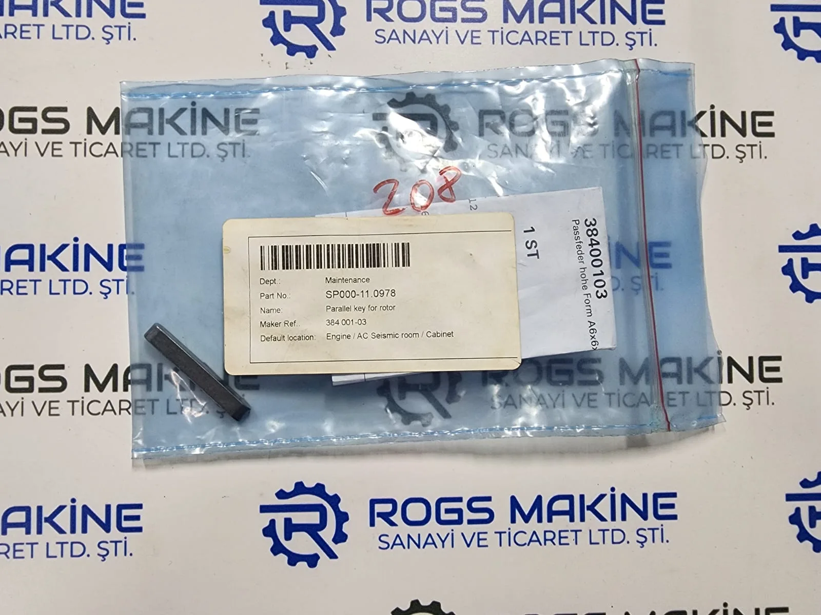 Bitzer Parallel Key for Rotor 384001-03